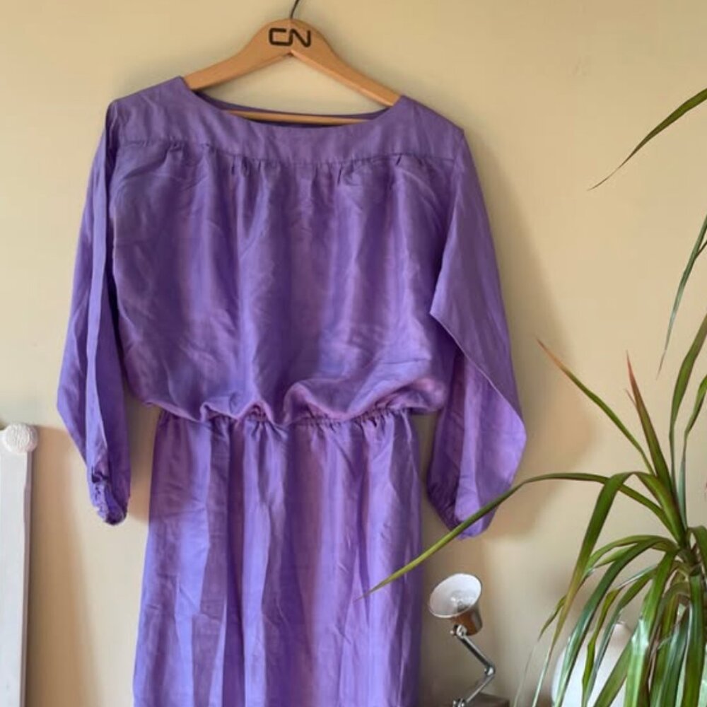 Vintage 1980s purple long party dress - purple floor length dress 80s